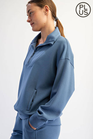 Plus Size Modal Scuba Quarter Zip Pullover | Multiple Colors