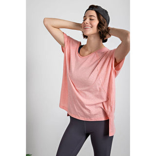 Tri Blend U Neckline Short Sleeve Tunic Top | Multiple Colors