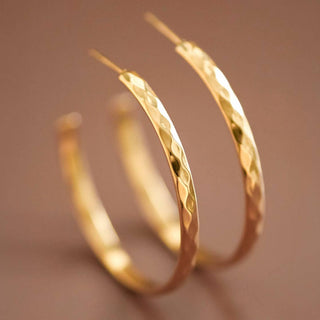 Hammered Hoop Earrings | 18K Gold PVD Plated Waterproof Stainless Steel