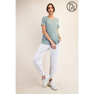 Plus Size Viscose Modal Short Sleeve Top | Mist Blue