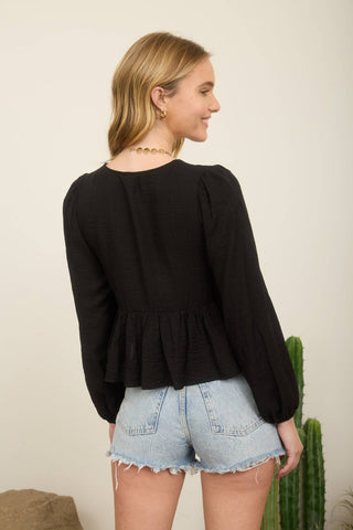 Kyla Eyelet Embroidered Tie Top | Light Khaki