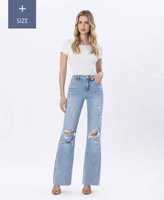 Lovervet Plus Jet Lag Tummy Control 90's Vintage Super High Flare Jeans