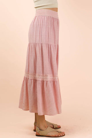Talia Tiered Layers Maxi Skirt | Blush