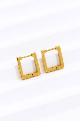 Small Square Carabiner Hoop Earrings | 18K Gold Plated Waterproof Stainless Steel