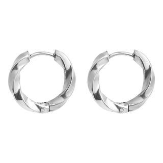 Textured Twisted Huggie Hoop Earrings | 18K Gold PVD + Stainless Steel