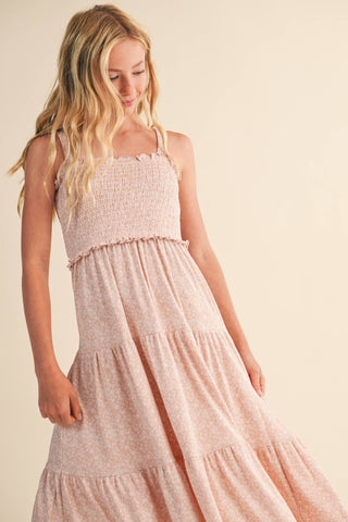 Twyla Smocked Tiered Midi Dress | Tween 7-12