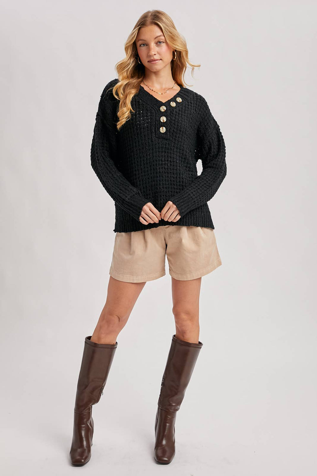 Thalia Thermal Henley | Mocha