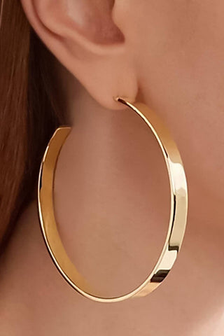 Flattened Hoop Earrings | 18K Gold PVD Plated Waterproof Stainless Steel