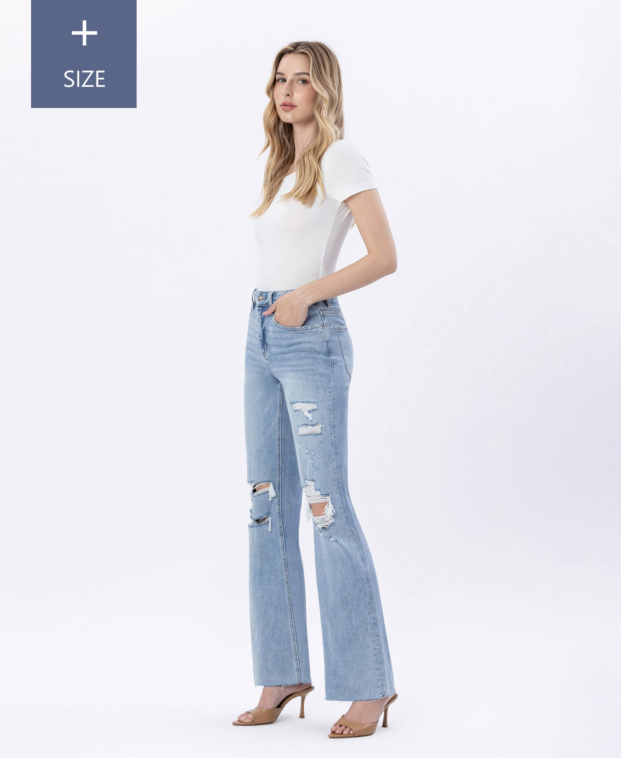 Lovervet Plus Jet Lag Tummy Control 90's Vintage Super High Flare Jeans