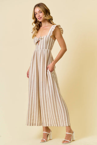 Stella Wide Leg Culotte Jumpsuit | Beige