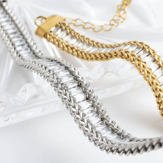 Snake Square Cubic Zirconia Stone Tennis Chain Bracelet