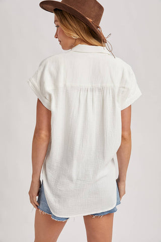 Ellie Essential Button Up Cotton Shirt | Ivory