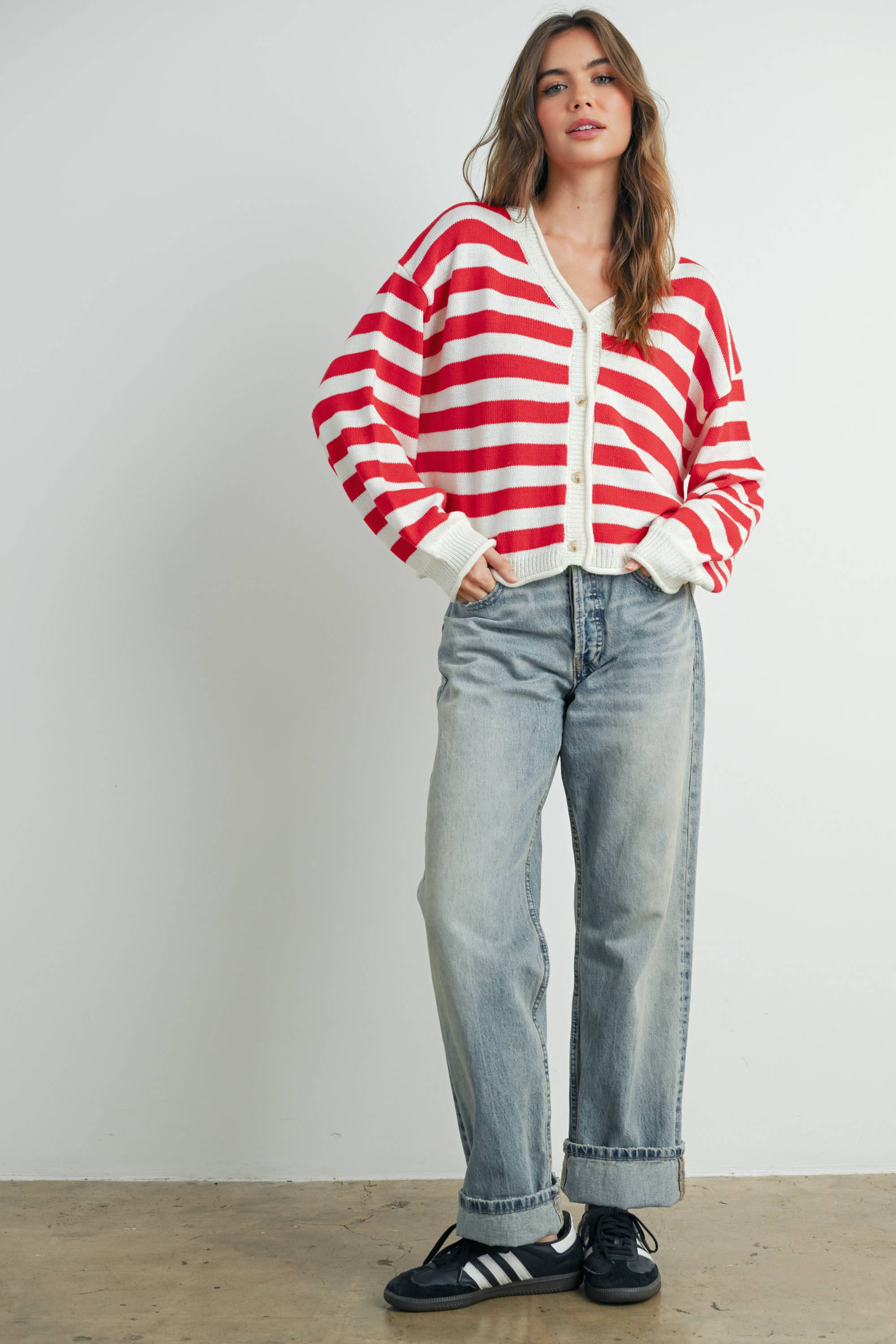 Bella Striped Sweater | Red