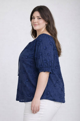 Bethany Plus Size Floral Blouse | Navy