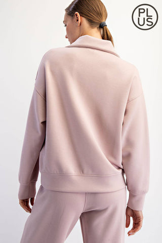 Plus Size Modal Scuba Quarter Zip Pullover | Multiple Colors