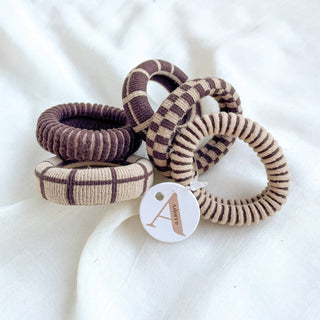 Neutral Patterned Seamless Hair Ties (Set of 5)