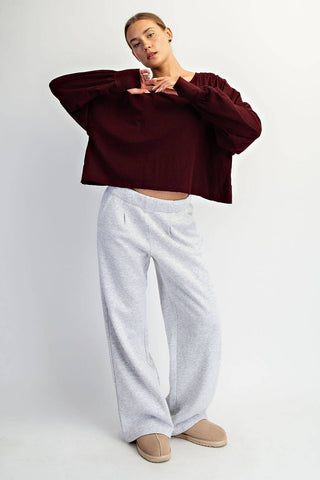 Cotton Slub Open Back Long Sleeve Top | White