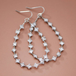 Wire Wrapped Zircon Crystal Teardrop Earrings | Multiple Metal Options