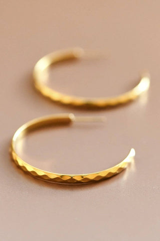 Hammered Hoop Earrings | 18K Gold PVD Plated Waterproof Stainless Steel