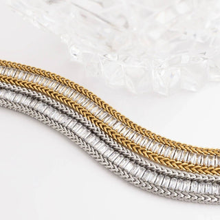 Snake Square Cubic Zirconia Stone Tennis Chain Bracelet
