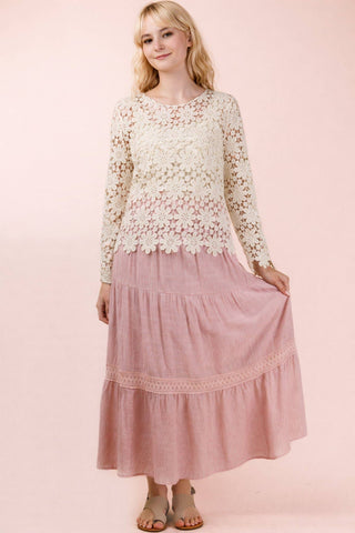 Talia Tiered Layers Maxi Skirt | Blush