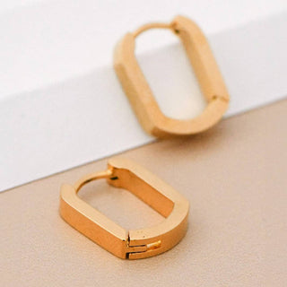 Oval Carabiner Hoop Earrings | 18K Gold Plated Waterproof Stainless Steel