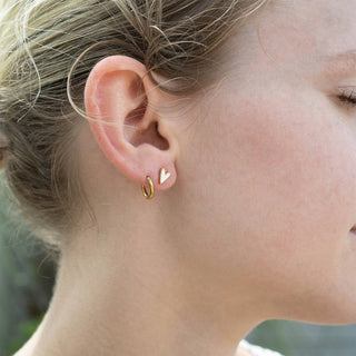 White Heart Stud Earrings | 18K Gold PVD + Stainless Steel