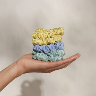 Ruched Satin Scrunchies 5pc Set | Coastal Breeze