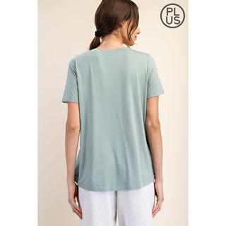 Plus Size Viscose Modal Short Sleeve Top | Mist Blue