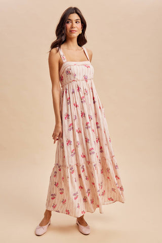 Florence Floral Sleeveless Maxi Dress | Peach Multi