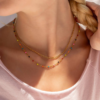 Multi Confetti Chain Necklace | 18K Gold PVD Stainless Steel