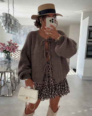 Bows For Days Cardigan | Beige