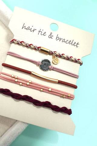 Boho Dual Function Knot Bracelets + Hair Ties | Pink Compass