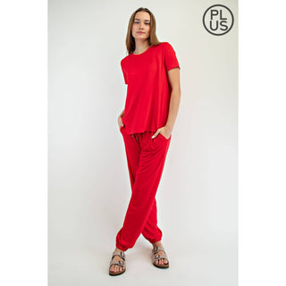 Plus Size Viscose Modal Short Sleeve Top | Mist Blue