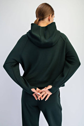 Modal Scuba Quarter Zip Hoodie Jacket | Heather Charcoal