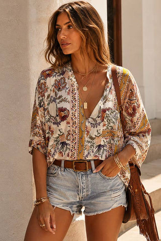 Nala Boho Floral Print Blouse