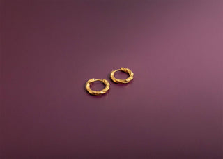 Textured Twisted Huggie Hoop Earrings | 18K Gold PVD + Stainless Steel