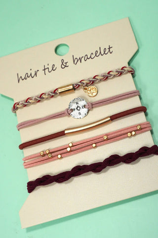 Boho Dual Function Knot Bracelets + Hair Ties | Pink Compass