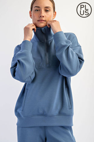 Plus Size Modal Scuba Quarter Zip Pullover | Multiple Colors