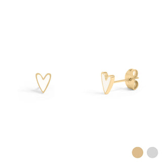 White Heart Stud Earrings | 18K Gold PVD + Stainless Steel