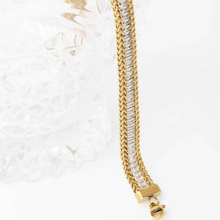 Snake Square Cubic Zirconia Stone Tennis Chain Bracelet