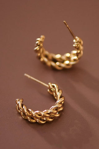 Double Twist Hoop Earrings | 18K Gold Plated Waterproof Stainless Steel