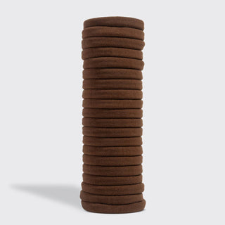 Recycled Fabric Seamless Hair Elastics 20pc Set | Chocolate