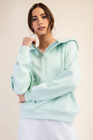 Modal Scuba Quarter Zip Hoodie Jacket | Heather Charcoal