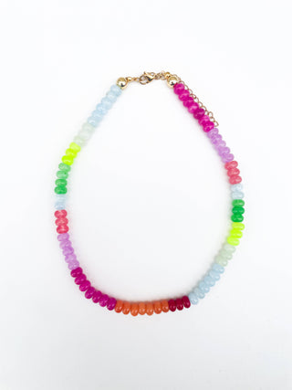 Sorbet Glow Rainbow Gemstone Bead Necklace