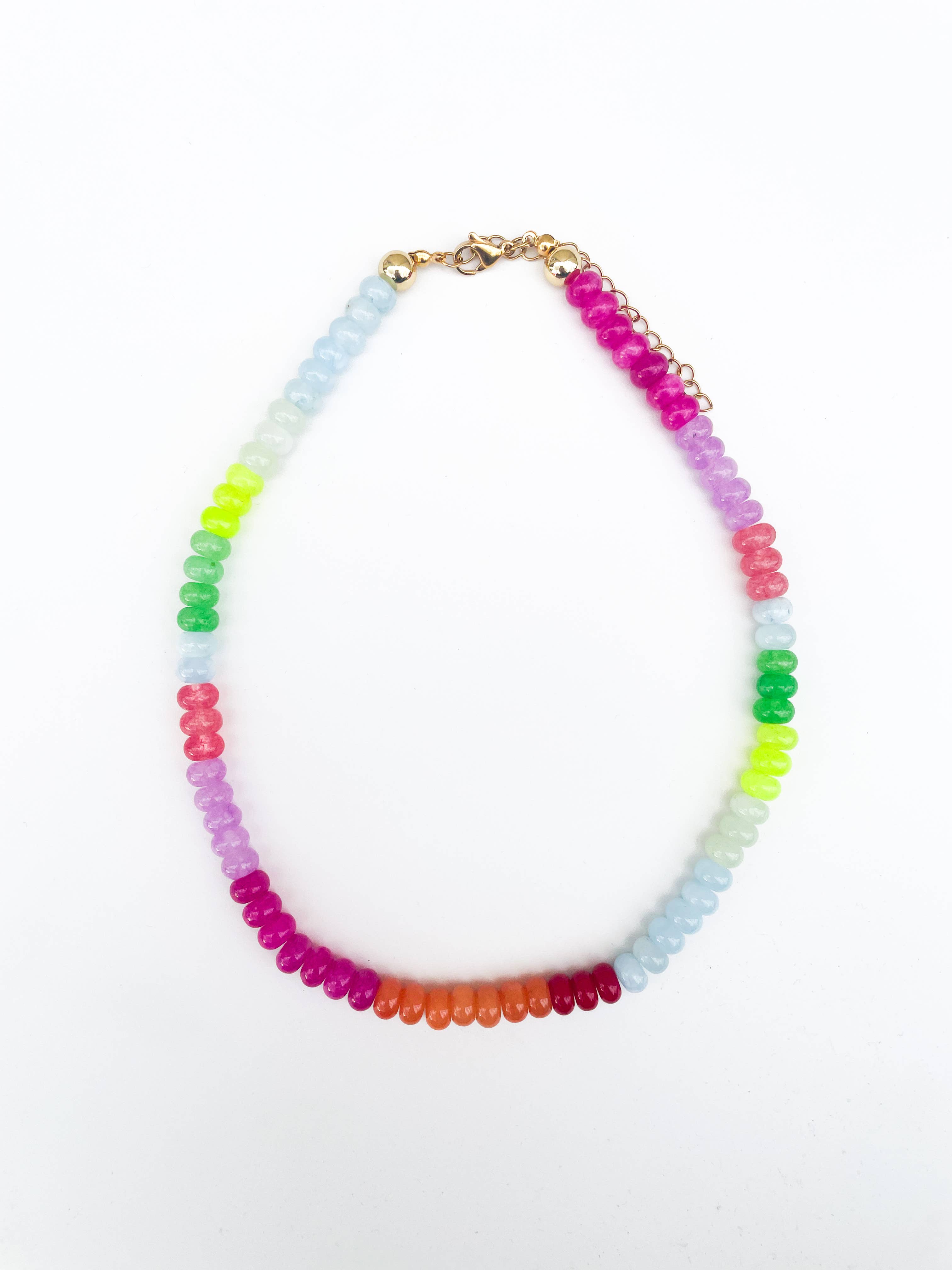 Sorbet Glow Rainbow Gemstone Bead Necklace