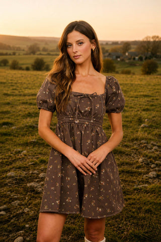 Mack Ditsy Floral Mini Dress | Brown