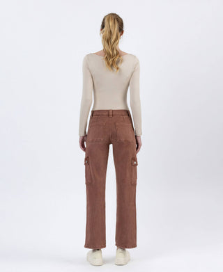 Vervet High Rise Patch Pocket Cargo Straight Jeans | Red Brick