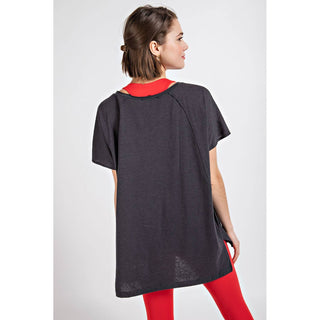 Tri Blend U Neckline Short Sleeve Tunic Top | Multiple Colors
