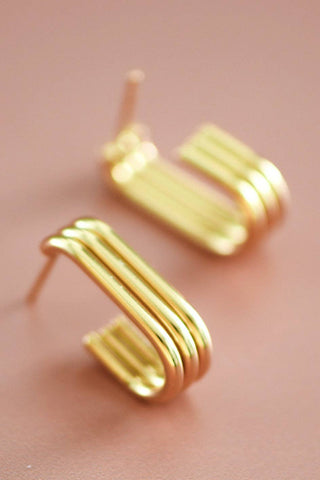 The Triple J Hoop Earrings | 18K Gold Plated Waterproof Stainless Steel